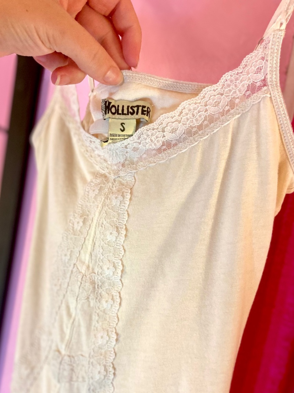 Vintage Hollister Tank Top Lace Detail Feminine Ruffle y2k Women’s Small - Picture 4 of 5